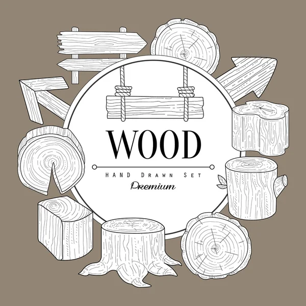 Schiță vintage din lemn — Vector de stoc