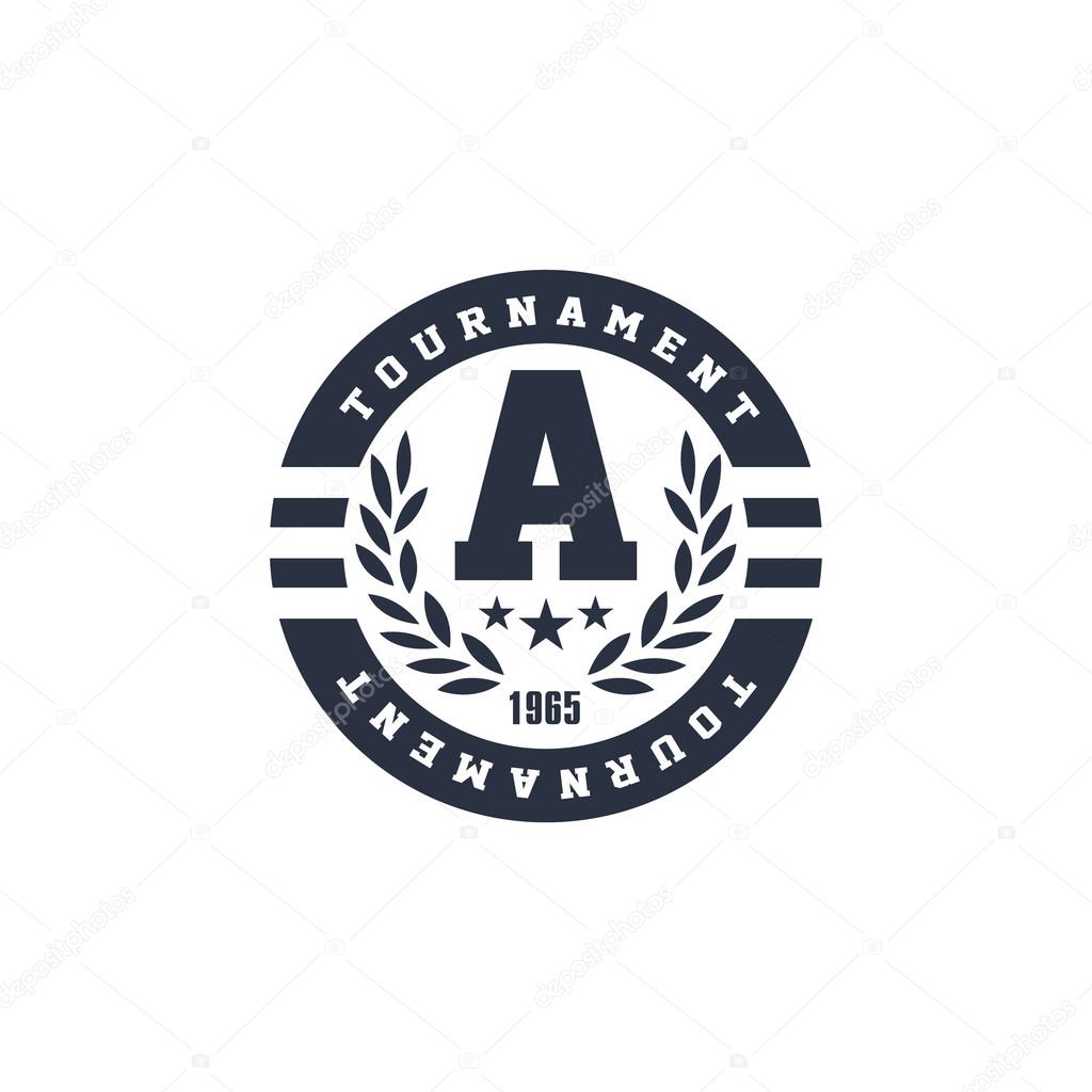 Classic Round Sport  Black And White Vintage Design Isolated On White Background Vector Print