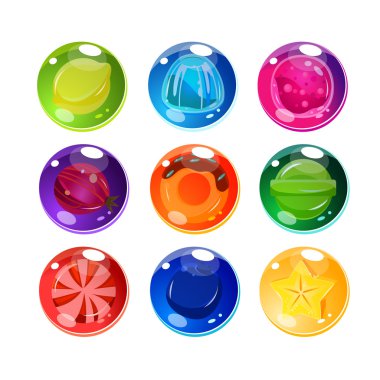 Set içinde şeylerle şeffaf topları