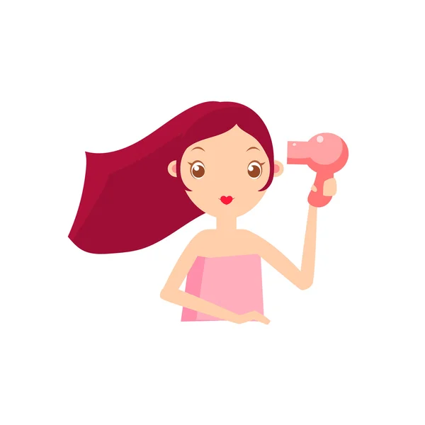 GIrl Drying Her Hair — Stock Vector