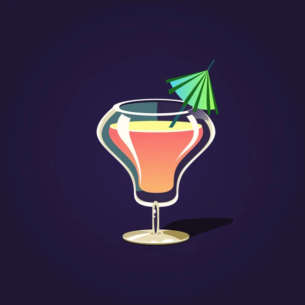 Illustration eines tropischen Cocktails — Stockvektor