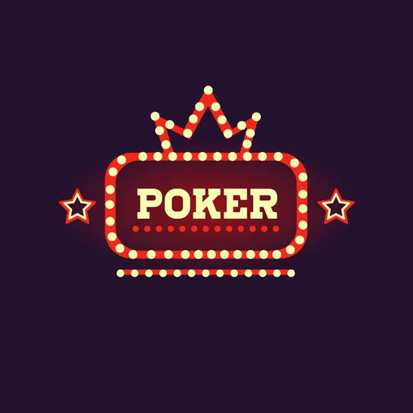 Incoronata Poker Neon segno — Vettoriale Stock