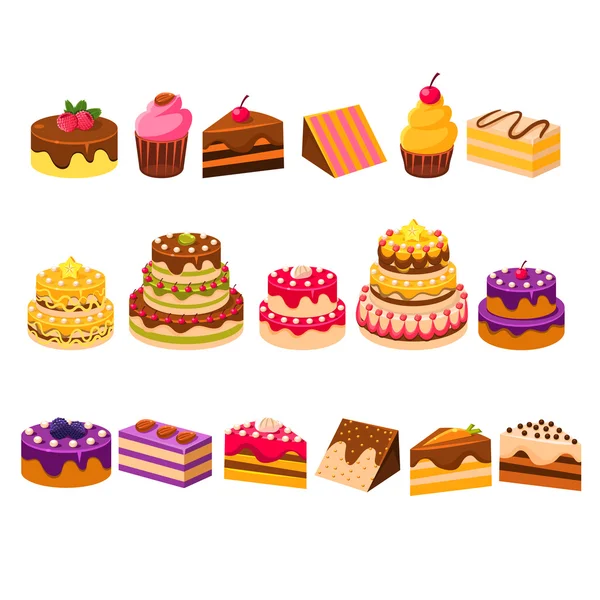 Farklı kek koleksiyonu — Stok Vektör