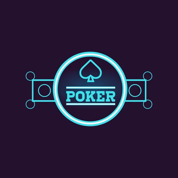 Okrągły niebieski Poker Neon znak — Wektor stockowy