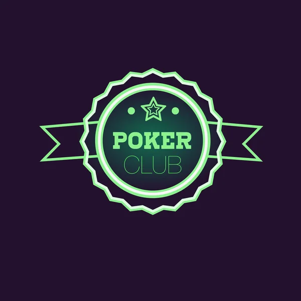 Doble rama zielony Poker Club Neon znak — Wektor stockowy