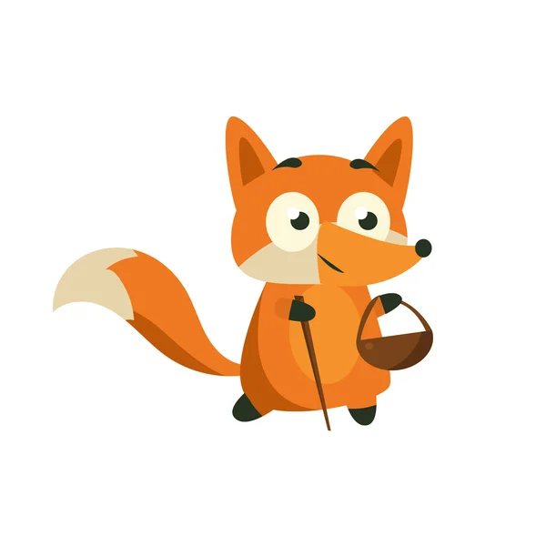 Fox, sběr lesních plodů a hub — Stockový vektor