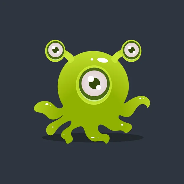 Green Octopus Alien — Stock Vector