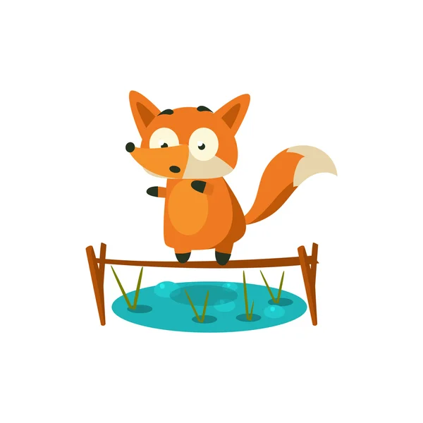 Fox traversant l'étang — Image vectorielle