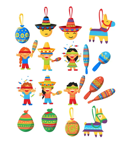 Mexican Trditional Fiesta elementy kolekcji — Wektor stockowy