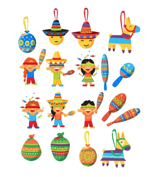 Mexicaanse Trditional Fiesta elementen collectie — Stockvector