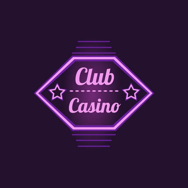 Club Casino Viola Neon segno — Vettoriale Stock