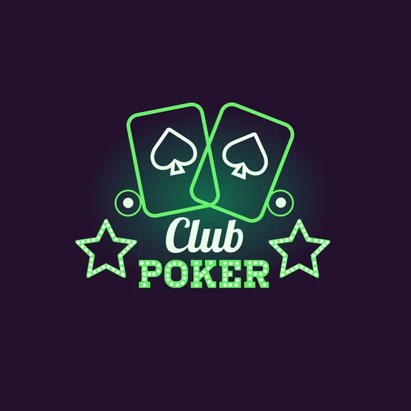 Green Poker Club Neon segno — Vettoriale Stock