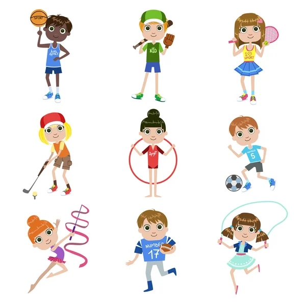 Bambini che fanno sport Set — Vettoriale Stock