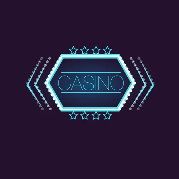 Pręt sześciokątny Casino Neon znak — Wektor stockowy