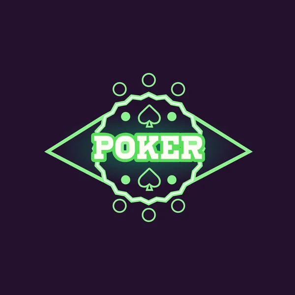 Runda pokera zielony Neon znak — Wektor stockowy