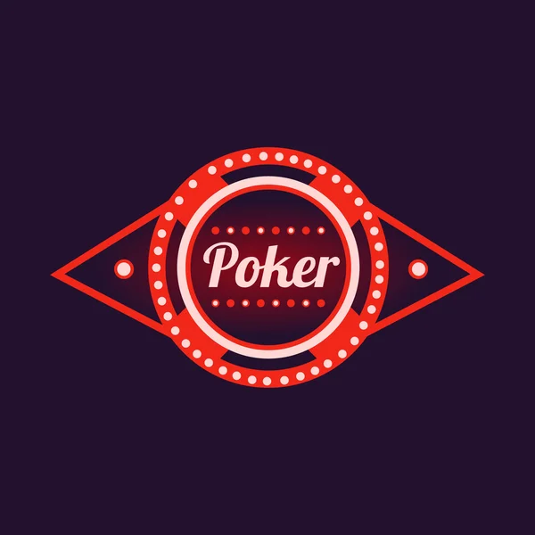 Poker segno rosso al neon — Vettoriale Stock