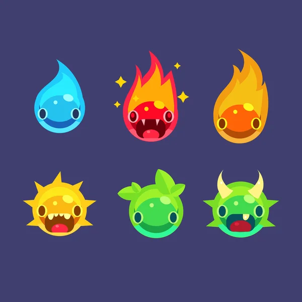 Juego flash Elementos de Poder Conjunto — Vector de stock