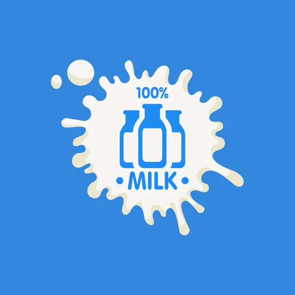 Drie flessen melk Product Logo — Stockvector