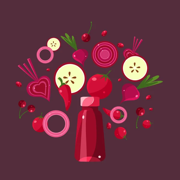 Ingredients For Red Smoothie — Stock Vector