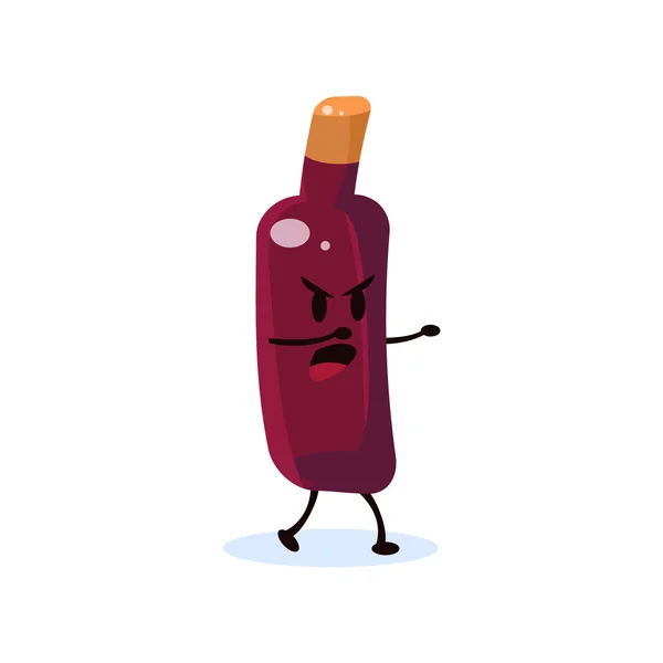 Wine Bottle Cartoon Character — Stock Vector
