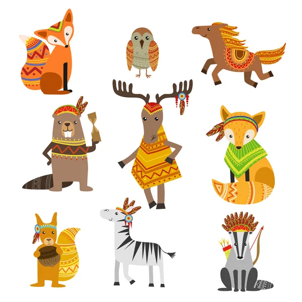 Zvířata na sobě kmenové oděvní kolekce — Stockový vektor