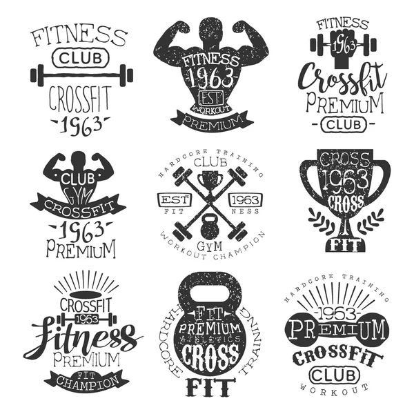 老式的健身房健身邮票收藏 — 图库矢量图片