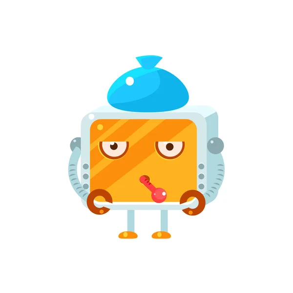 Kranke kleine Roboterfigur — Stockvektor