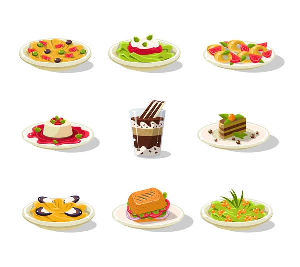 Italiaans eten illustratie Set — Stockvector