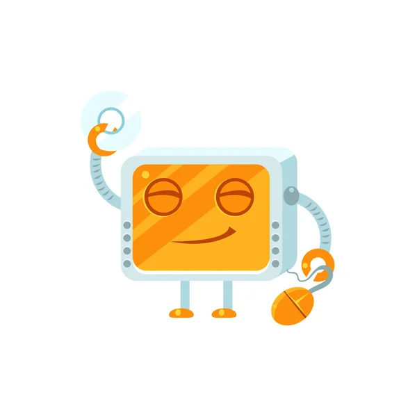 Conteúdo Little Robot Character — Vetor de Stock