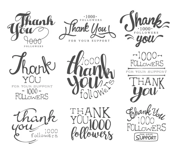 Thanking Cards For The Social Media Followers Set — Stock Vector