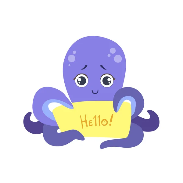 Octopus com o modelo para a mensagem —  Vetores de Stock