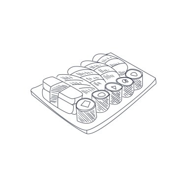 Sushi Set elle çizilmiş kroki