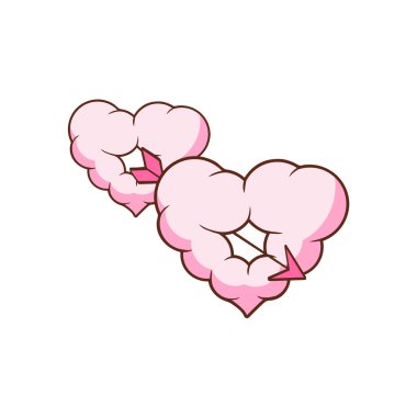 İki kalp Piercing oku bulutlar şeklinde