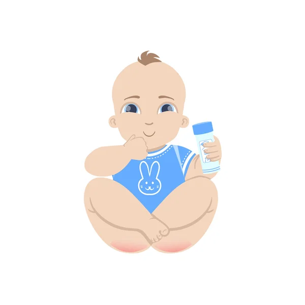 Baby in blauem Haltpuder — Stockvektor