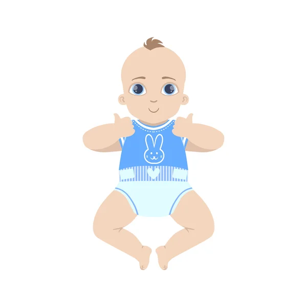 Baby In Blue Showing Thumbs Up — Stock Vector