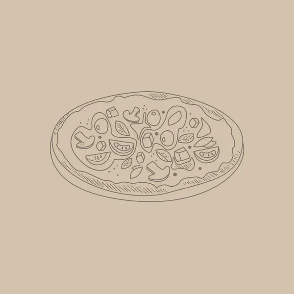 Pizza Hand Drawn Sketch — Stock Vector