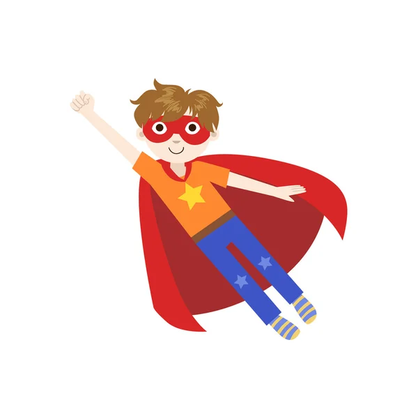Uçan süper kahraman kostümü çocuk — Stok Vektör