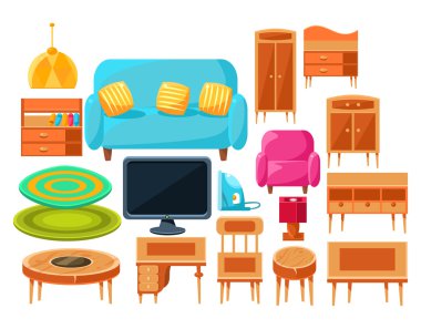 Oturma odası iç öğeleri kümesi