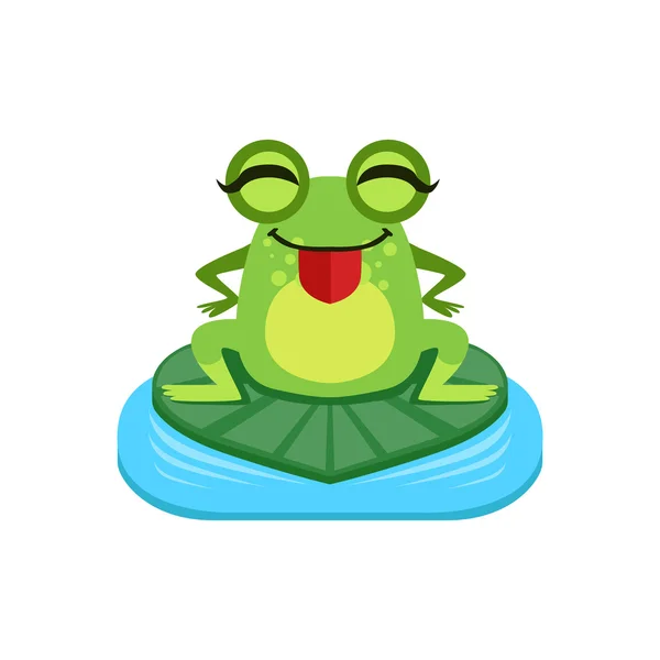 Silly personnage de grenouille de dessin animé — Image vectorielle