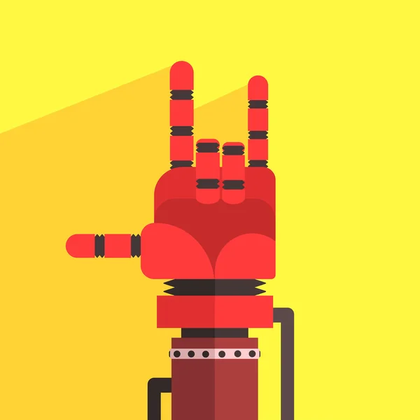 Roboter macht von Hand Zeichen von Hörnern — Stockvektor