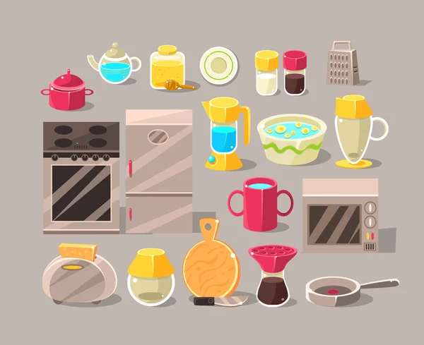 Ensemble d'éléments intérieurs de cuisine — Image vectorielle