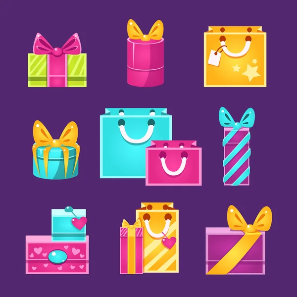 Ingepakte cadeautjes Set — Stockvector