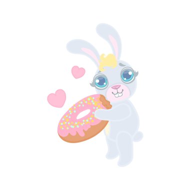 Bunny With The Giant Donut clipart
