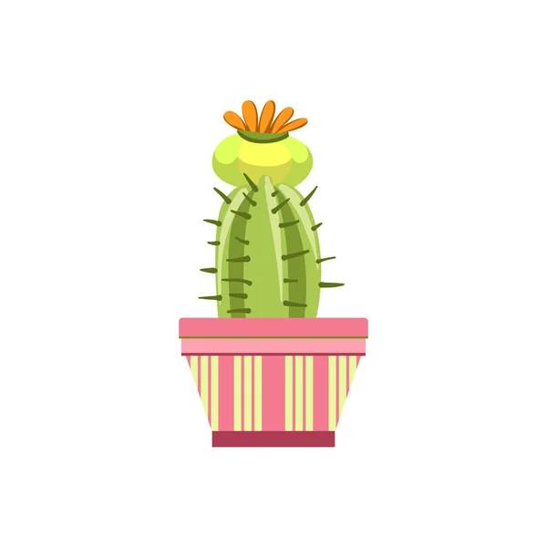 Cactus in fiore in vaso rosa — Vettoriale Stock