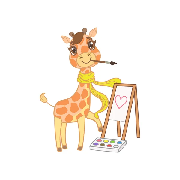 Girafa na pintura do cachecol — Vetor de Stock