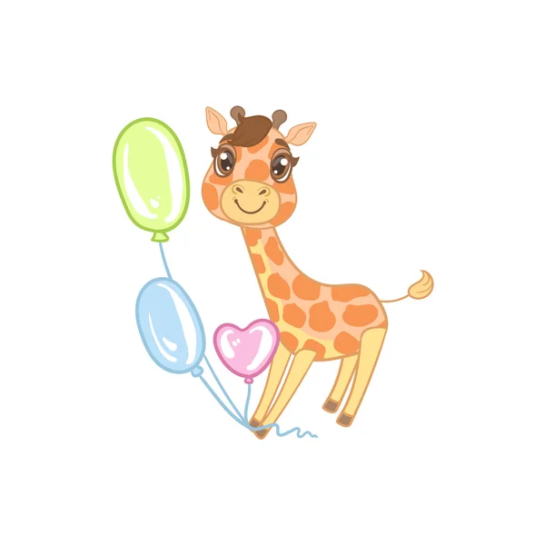 Giraffe mit Luftballons — Stockvektor