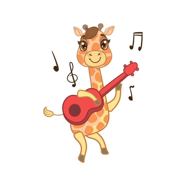 Жираф играет на гитаре — стоковый вектор