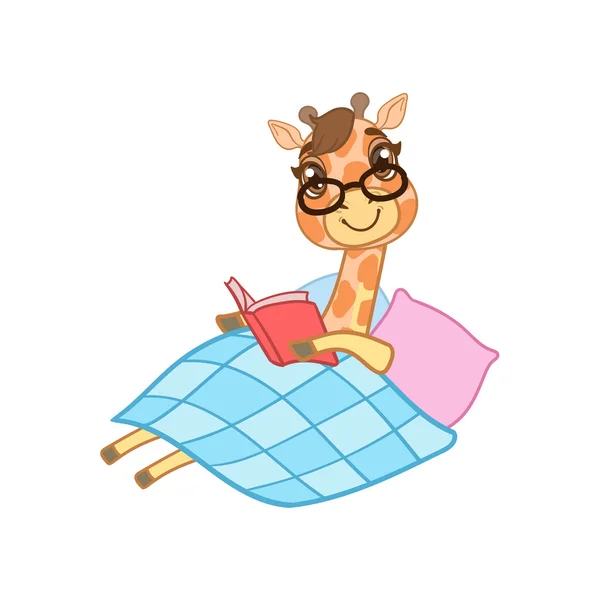 Giraffa che legge un libro — Vettoriale Stock