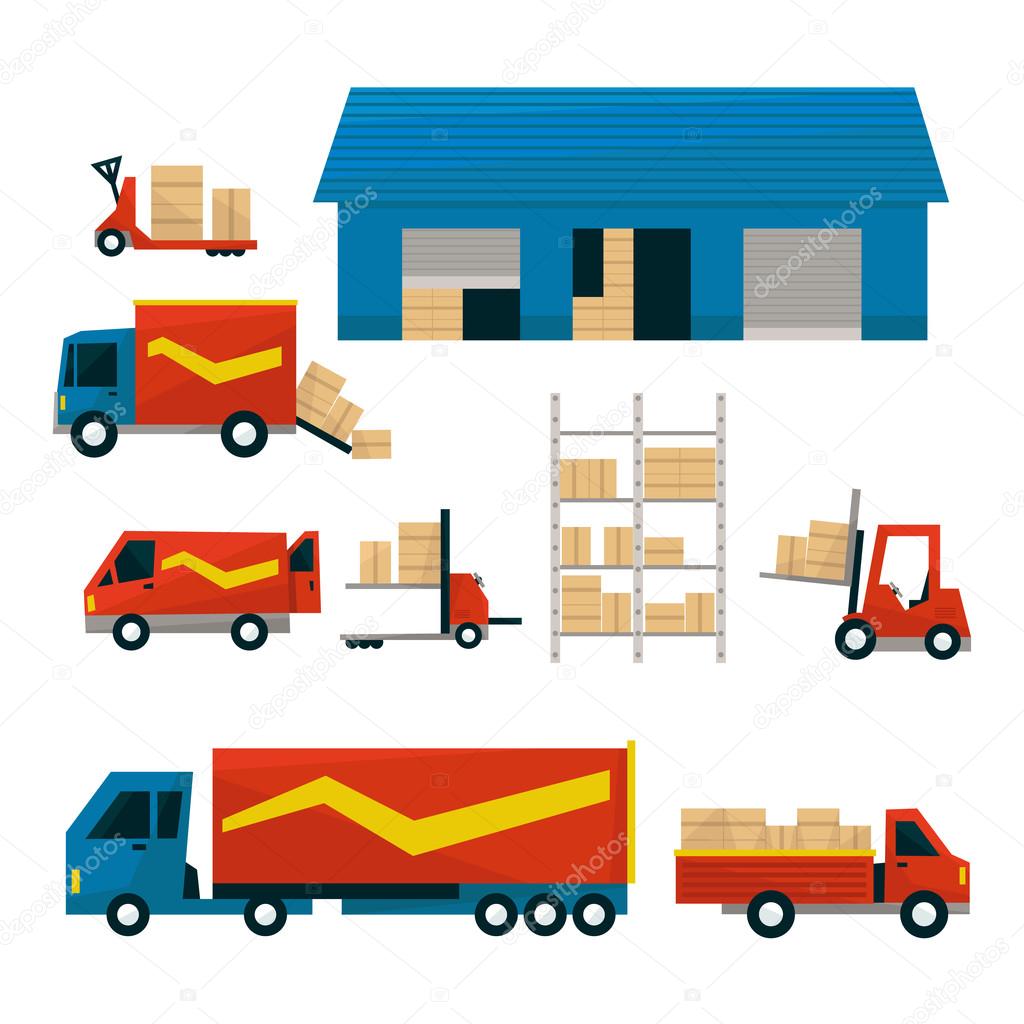 Logistic Related Illustrations Set Of Illustrations  In Simplified Flat Vector Design On White Background