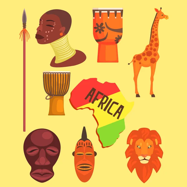 Set di simboli africani — Vettoriale Stock